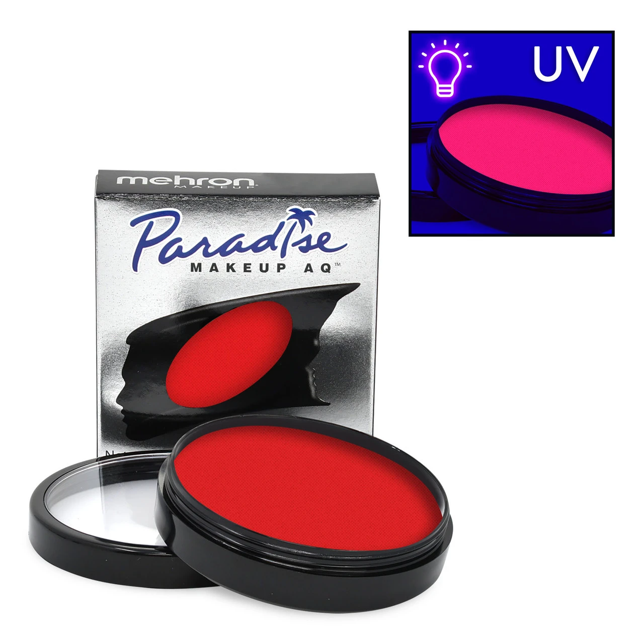 Mehron Paradise Makeup Neon UV Glow Vulcan, Red (40 Gram) 4 Mehron Paradise Makeup Neon UV Glow Vulcan, Red (40 Gram) - Afbeelding 2