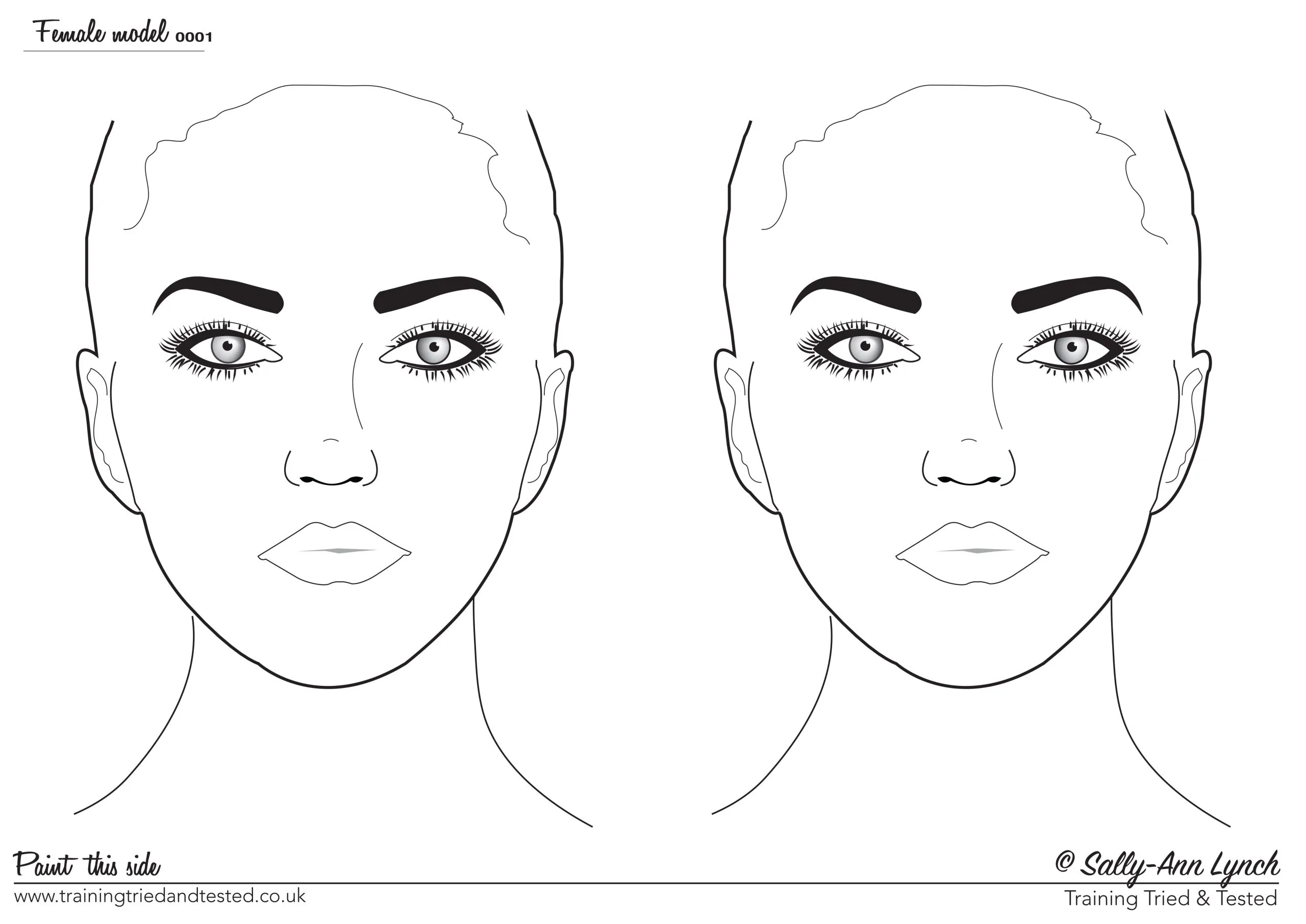 Sally-Ann Lynch Schmink Oefenbord Vrouw, Formaat A3 3 Sally-Ann Lynch Schmink Oefenbord Vrouw, Formaat A3