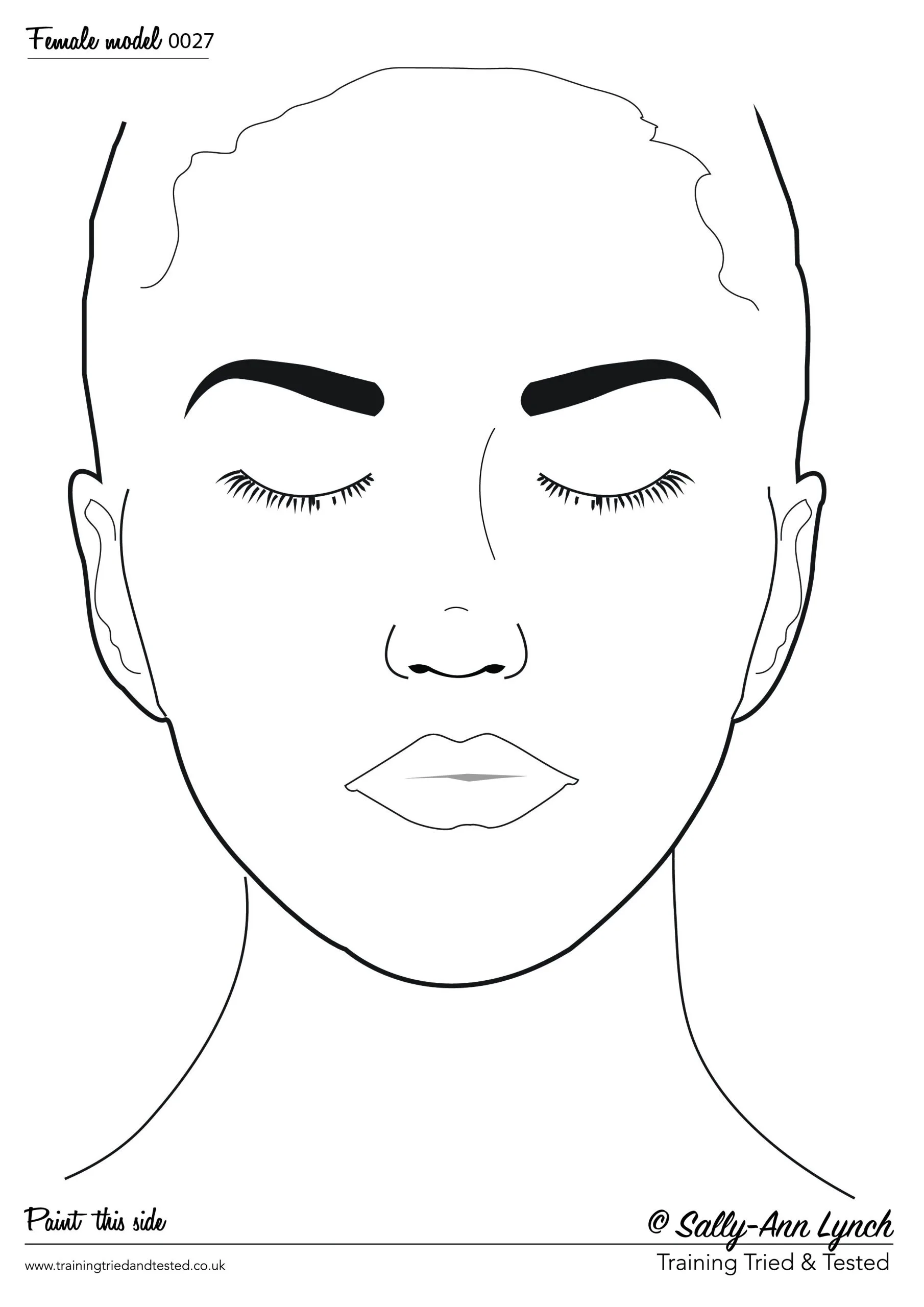 Sally-Ann Lynch Schmink Oefenbord Vrouw (ogen Gesloten), Formaat A4 3 Sally-Ann Lynch Schmink Oefenbord Vrouw (ogen Gesloten), Formaat A4