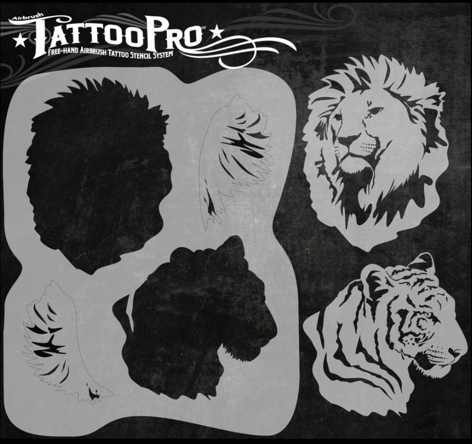 Tattoo Pro™ Wiser's Airbrush TattooPro Stencil – Big Cats 4 Tattoo Pro™ Wiser's Airbrush TattooPro Stencil – Big Cats - Afbeelding 2