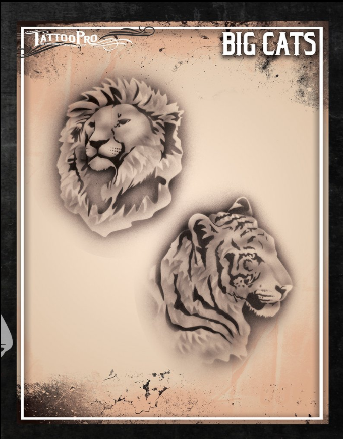 Tattoo Pro™ Wiser's Airbrush TattooPro Stencil – Big Cats 3 Tattoo Pro™ Wiser's Airbrush TattooPro Stencil – Big Cats