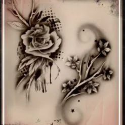Tattoo Proâ„¢ Wiser's Airbrush TattooPro Stencil - Flower And Leafs