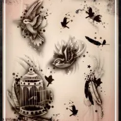 Tattoo Proâ„¢ Wiser's Airbrush TattooPro Stencil - Free Birds