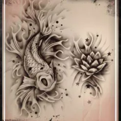 Tattoo Proâ„¢ Wiser's Airbrush TattooPro Stencil - Koi And Lotus