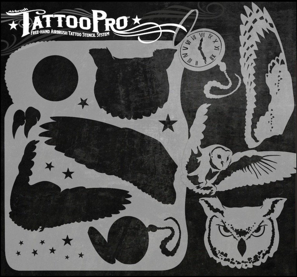 Tattoo Pro™ Wiser's Airbrush TattooPro Stencil – Owls 4 Tattoo Pro™ Wiser's Airbrush TattooPro Stencil – Owls - Afbeelding 2