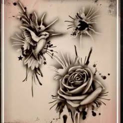 Tattoo Proâ„¢ Wiser's Airbrush TattooPro Stencil - Watercolor And Inksplat