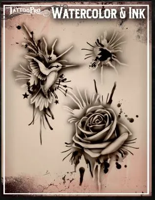 Tattoo Pro™ Wiser's Airbrush TattooPro Stencil - Watercolor And Inksplat 3 Tattoo Pro™ Wiser's Airbrush TattooPro Stencil - Watercolor And Inksplat