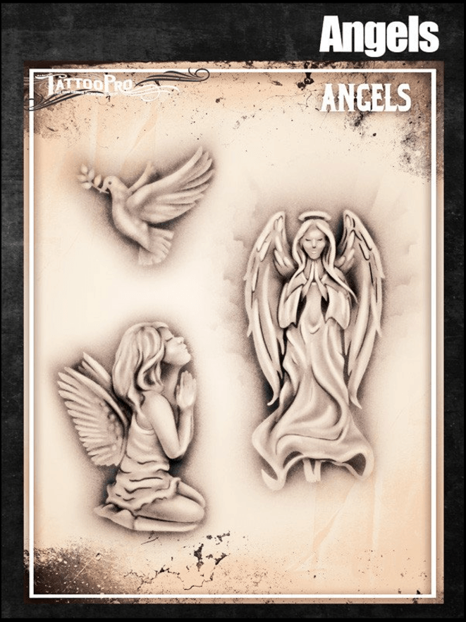 Tattoo Pro™ Wiser's Airbrush TattooPro Stencil – Angels 3 Tattoo Pro™ Wiser's Airbrush TattooPro Stencil – Angels