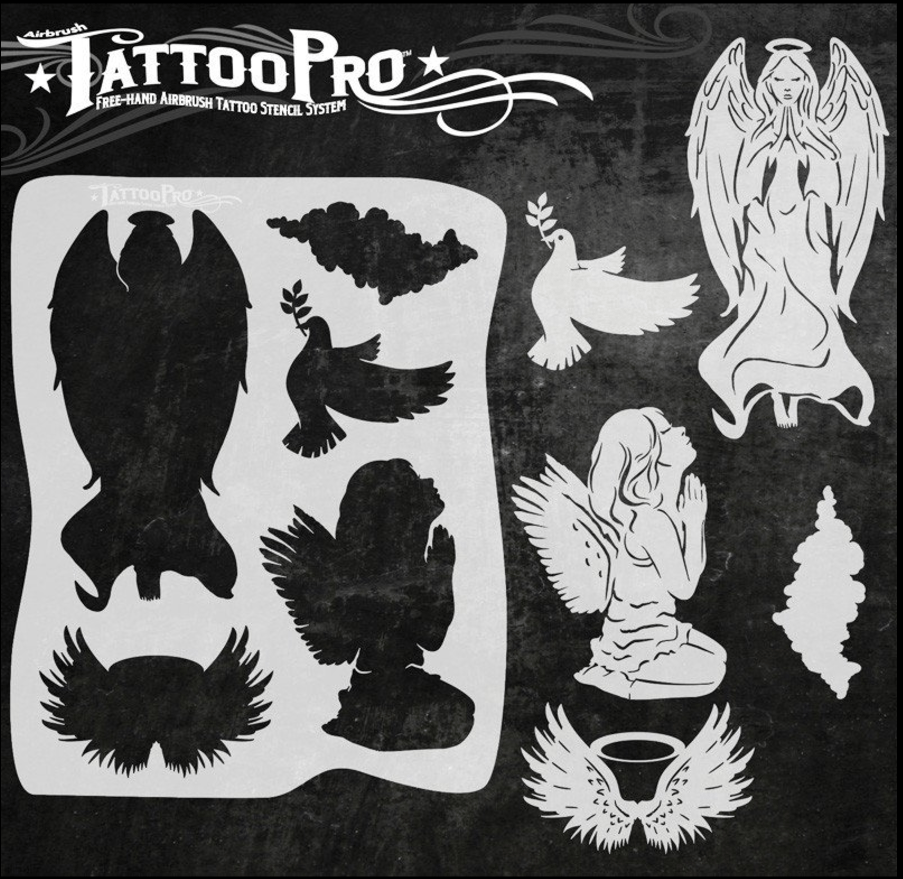 Tattoo Pro™ Wiser's Airbrush TattooPro Stencil – Angels 4 Tattoo Pro™ Wiser's Airbrush TattooPro Stencil – Angels - Afbeelding 2