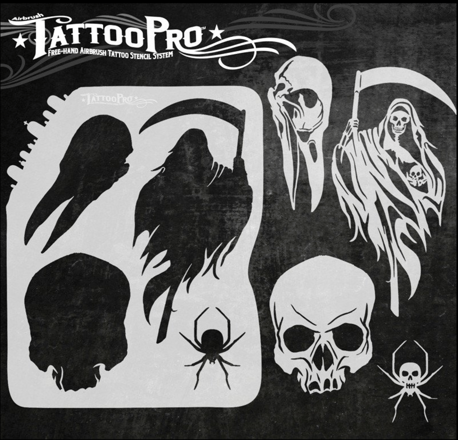 Tattoo Pro™ Wiser's Airbrush TattooPro Stencil – Grim Reaper 4 Tattoo Pro™ Wiser's Airbrush TattooPro Stencil – Grim Reaper - Afbeelding 2