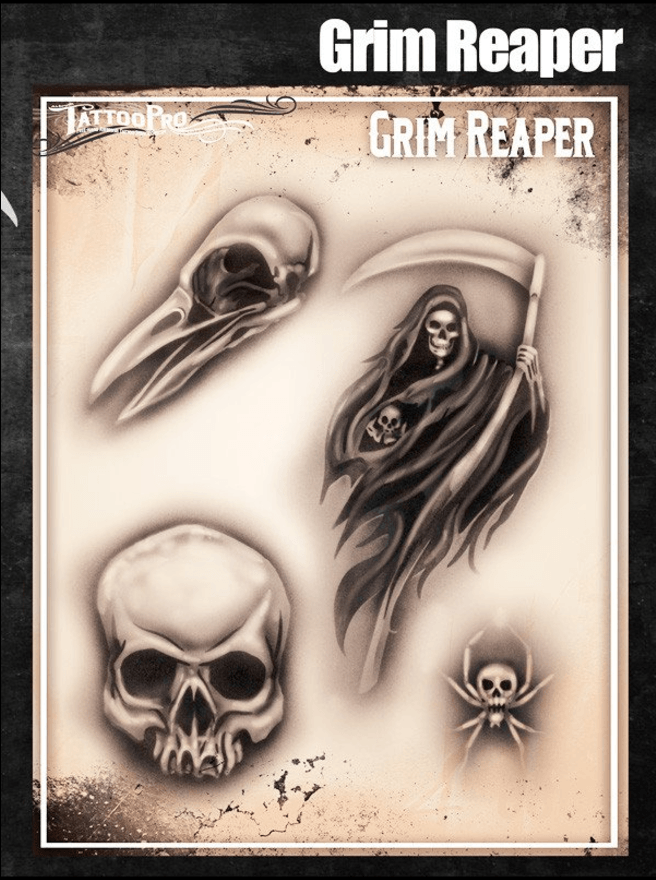 Tattoo Pro™ Wiser's Airbrush TattooPro Stencil – Grim Reaper 3 Tattoo Pro™ Wiser's Airbrush TattooPro Stencil – Grim Reaper
