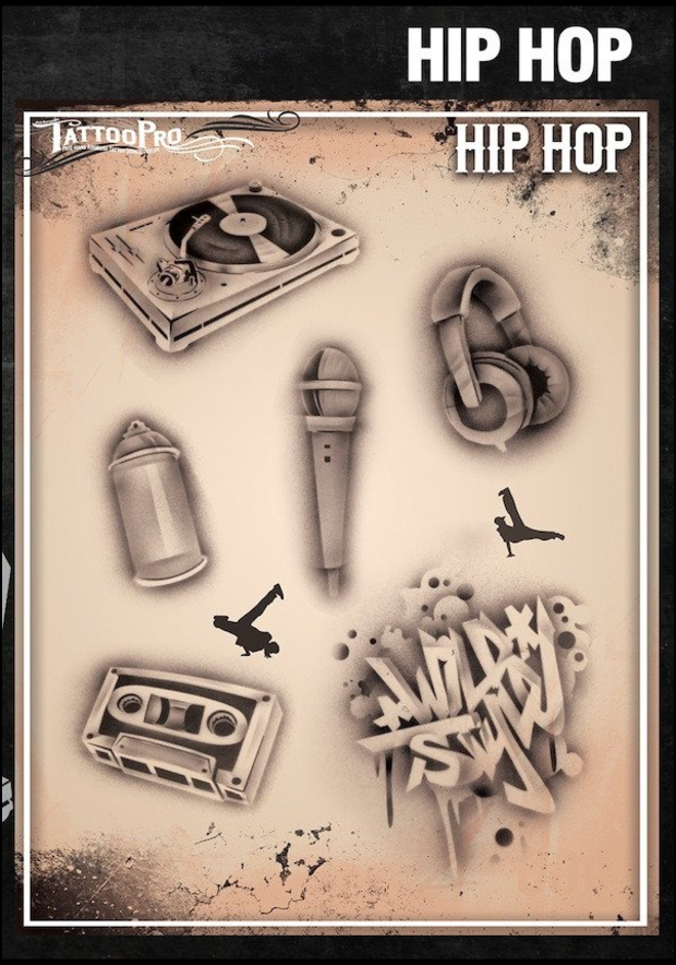 Tattoo Pro™ Wiser's Airbrush TattooPro Stencil – Hip Hop 3 Tattoo Pro™ Wiser's Airbrush TattooPro Stencil – Hip Hop