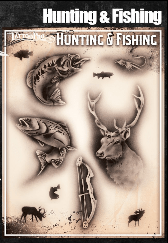 Tattoo Pro™ Wiser's Airbrush TattooPro Stencil – Hunting & Fishing 3 Tattoo Pro™ Wiser's Airbrush TattooPro Stencil – Hunting & Fishing