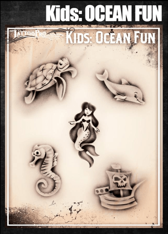 Tattoo Pro™ Wiser's Airbrush TattooPro Stencil – KIDS Ocean Fun 3 Tattoo Pro™ Wiser's Airbrush TattooPro Stencil – KIDS Ocean Fun
