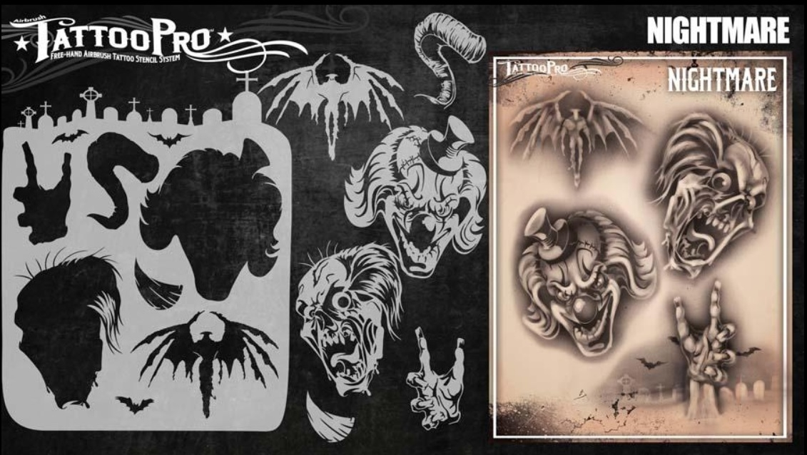 Tattoo Pro™ Wiser's Airbrush TattooPro Stencil – Nightmare 4 Tattoo Pro™ Wiser's Airbrush TattooPro Stencil – Nightmare - Afbeelding 2