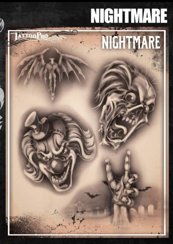 Tattoo Pro™ Wiser's Airbrush TattooPro Stencil – Nightmare 3 Tattoo Pro™ Wiser's Airbrush TattooPro Stencil – Nightmare