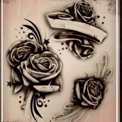 Tattoo Proâ„¢ Wiser's Airbrush TattooPro Stencil - Roses And Scrolls
