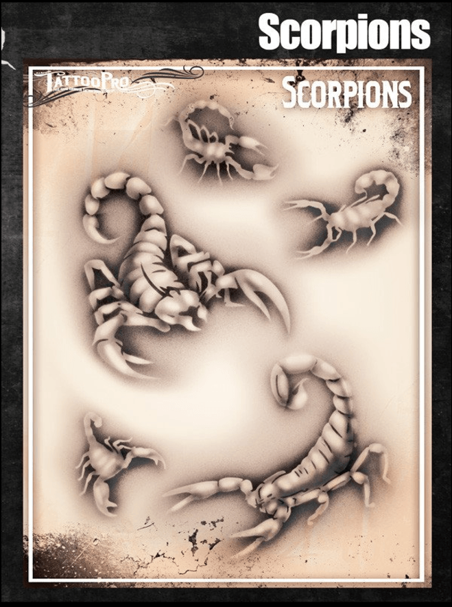 Tattoo Pro™ Wiser's Airbrush TattooPro Stencil – Scorpions 3 Tattoo Pro™ Wiser's Airbrush TattooPro Stencil – Scorpions