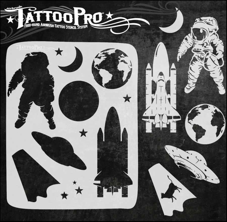 Tattoo Pro™ Wiser's Airbrush TattooPro Stencil – Space 4 Tattoo Pro™ Wiser's Airbrush TattooPro Stencil – Space - Afbeelding 2